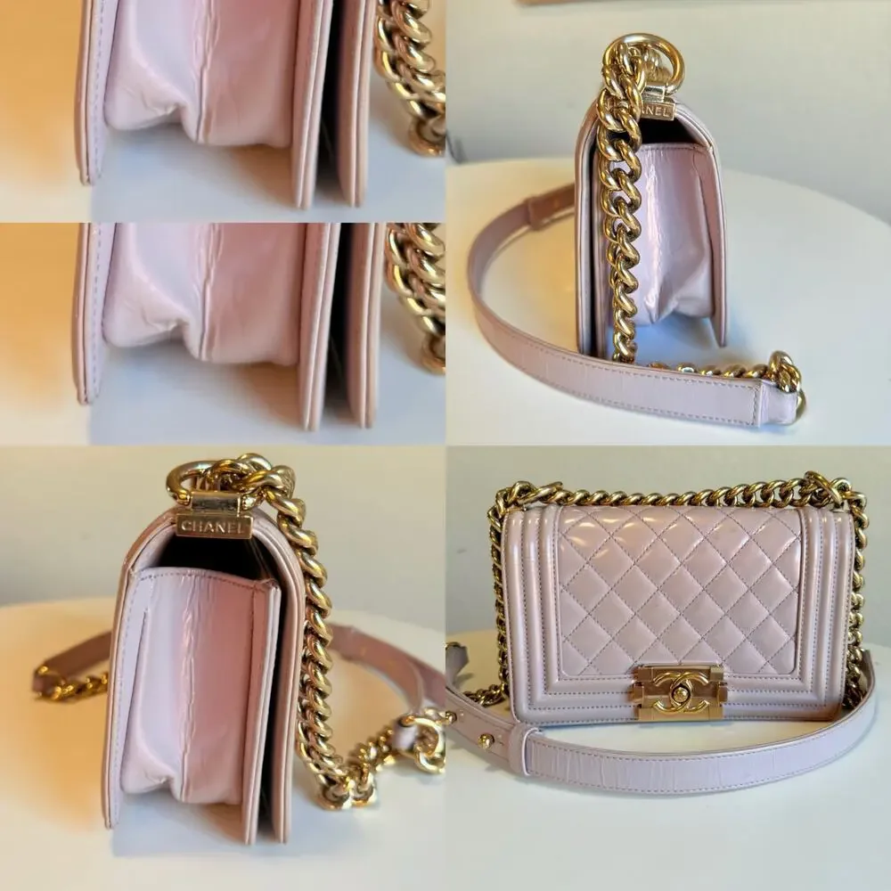 💎✨RARE✨💎 Authentic Chanel Small Boy Patent Quilted Pattern Bag - Picture 7 of 9